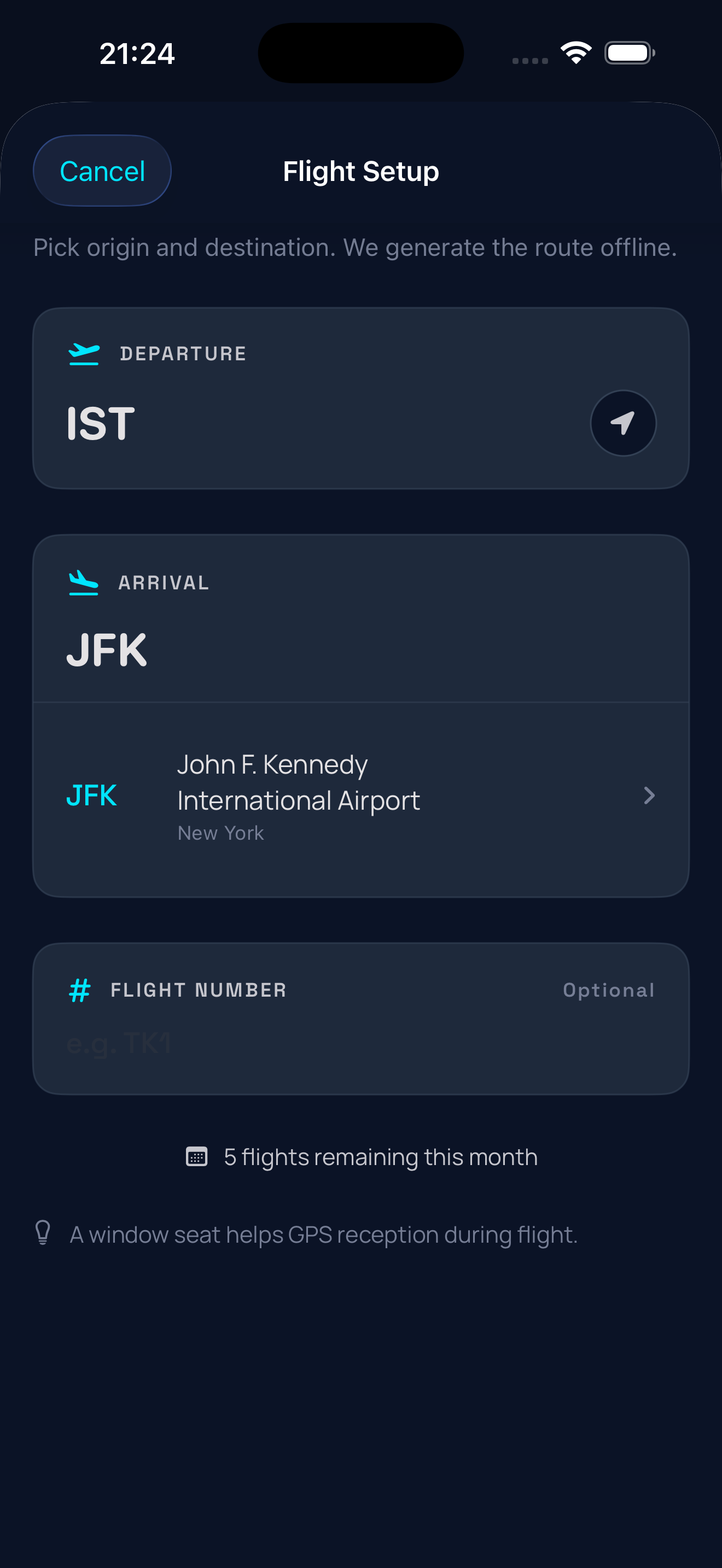 Tulpar flight setup screenshot