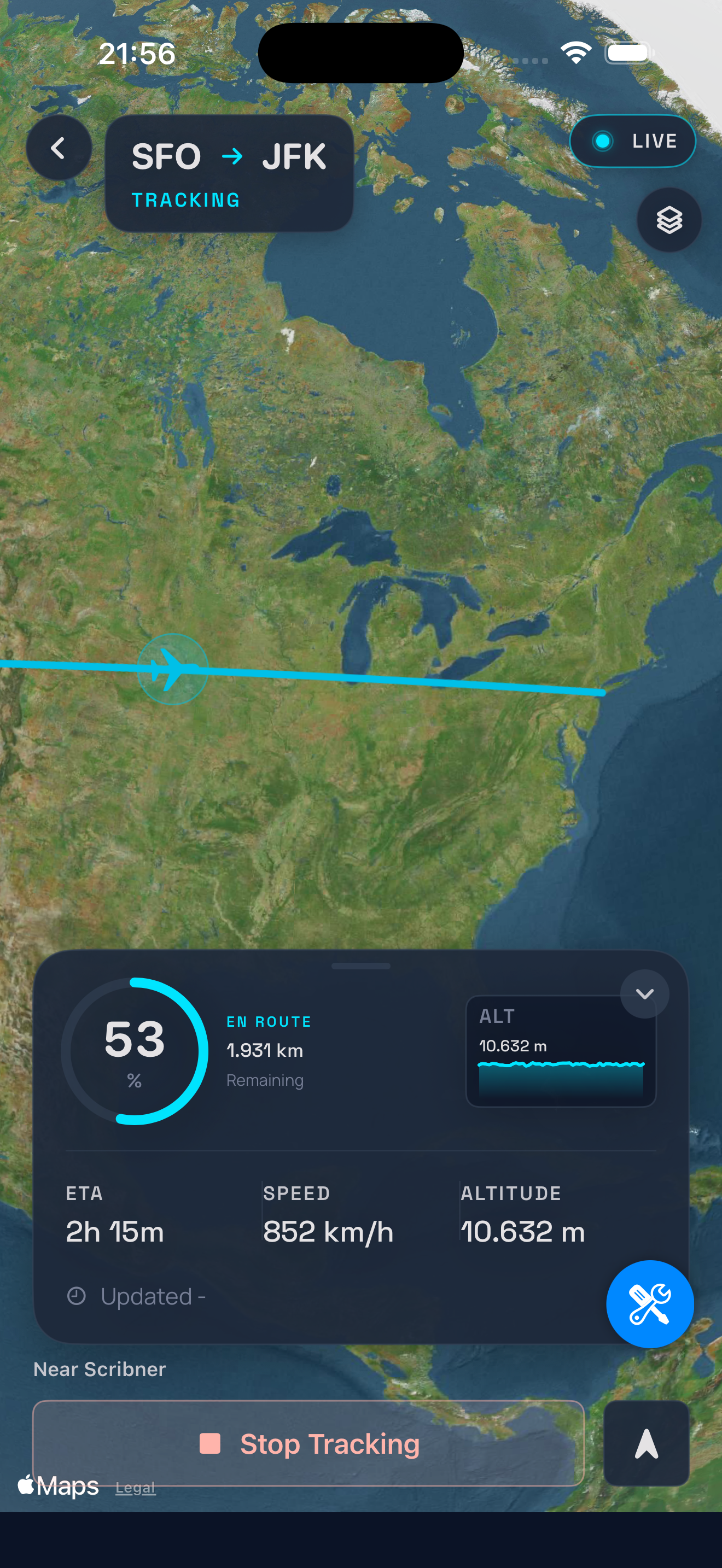 Tulpar live tracking screenshot